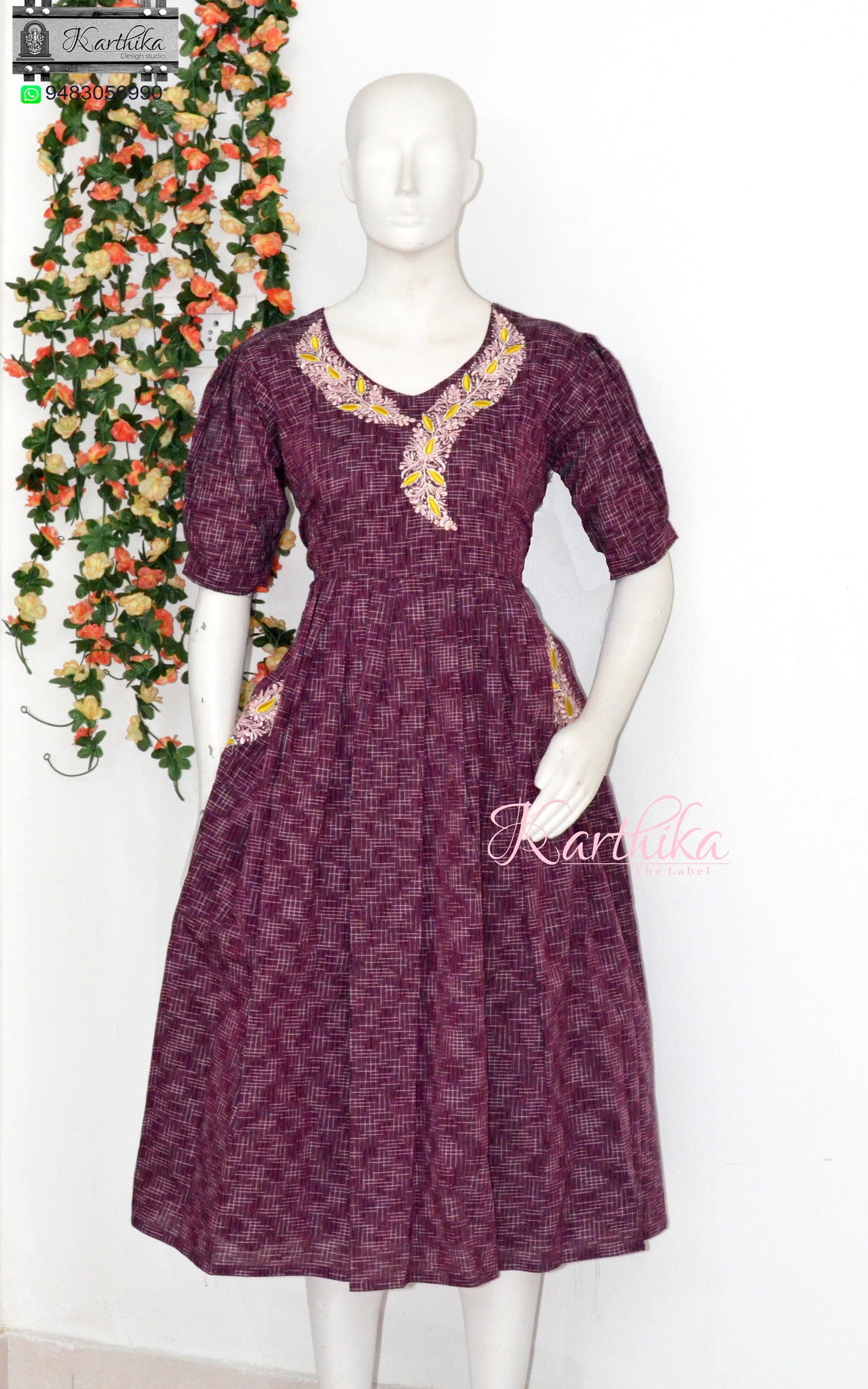 Embroidered ikkat frock