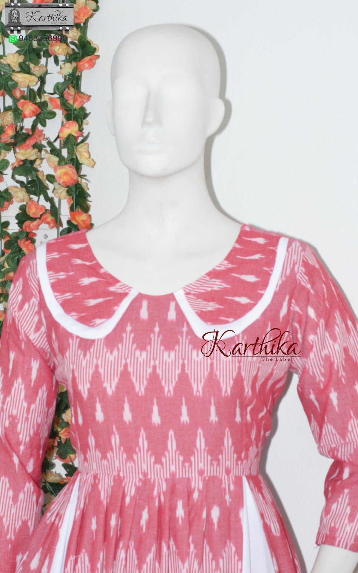 Embroidered ikkat frock