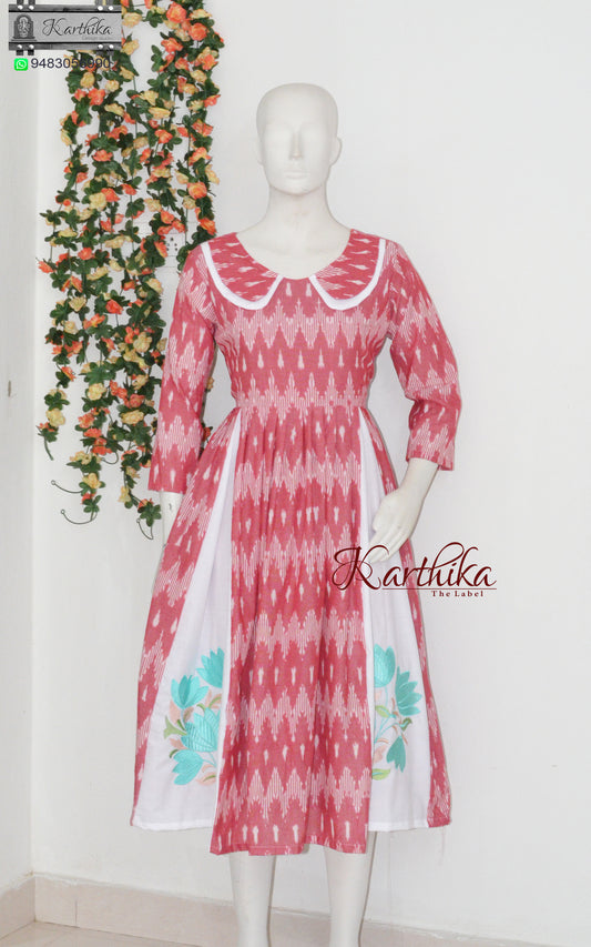 Embroidered ikkat frock