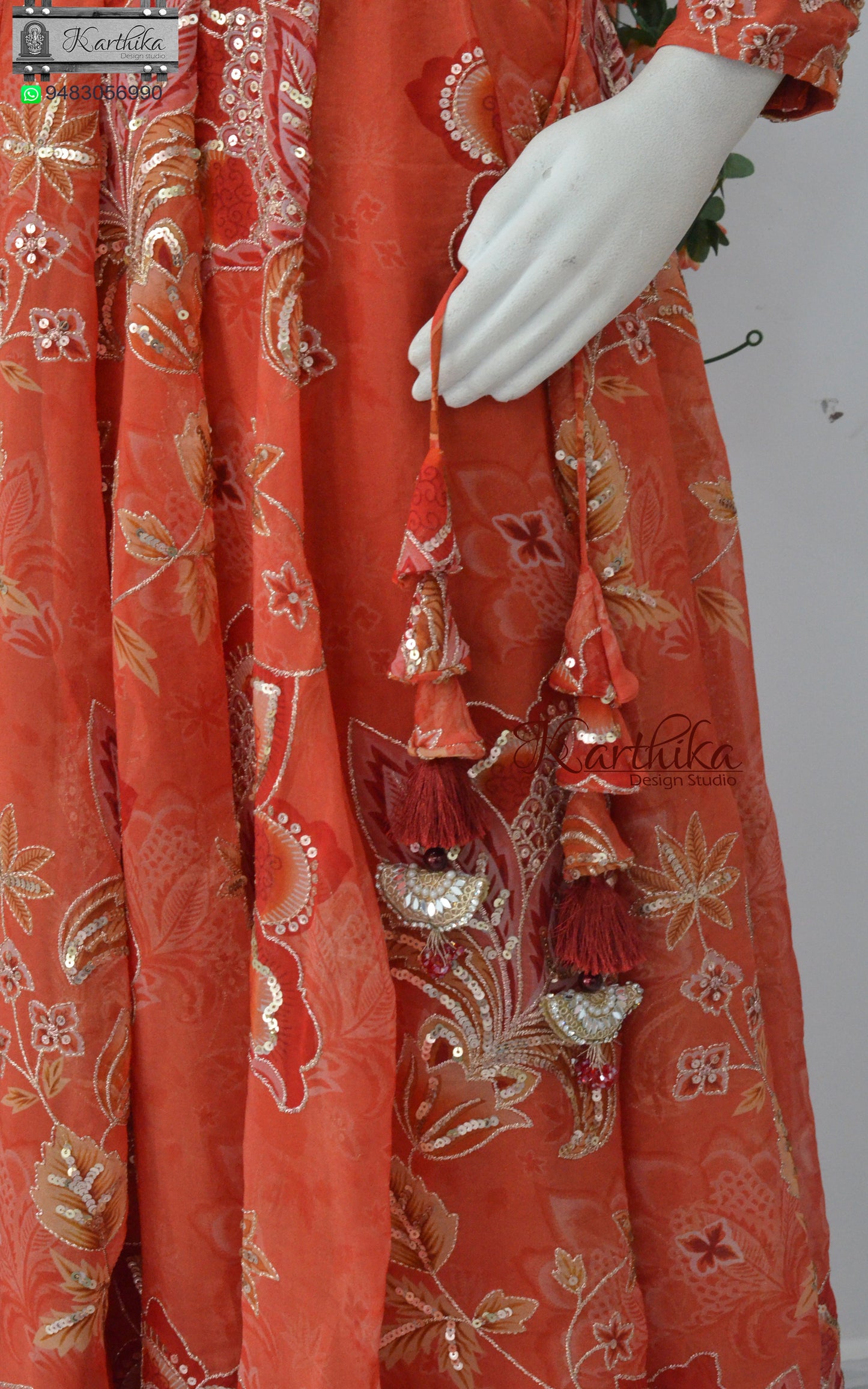 Embroidered Organza crop top lehenga