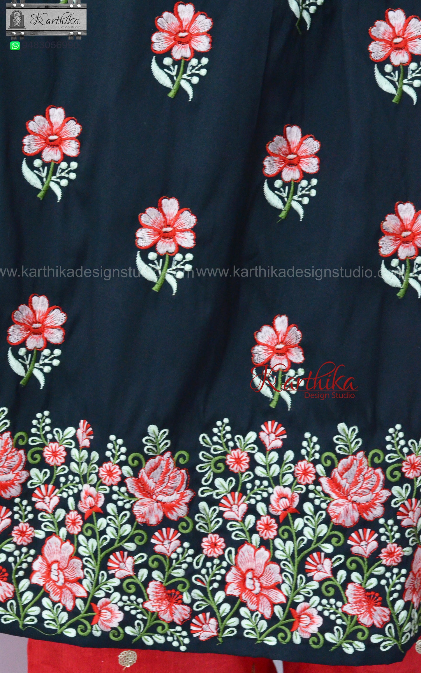 Embroidered A line kurthi set