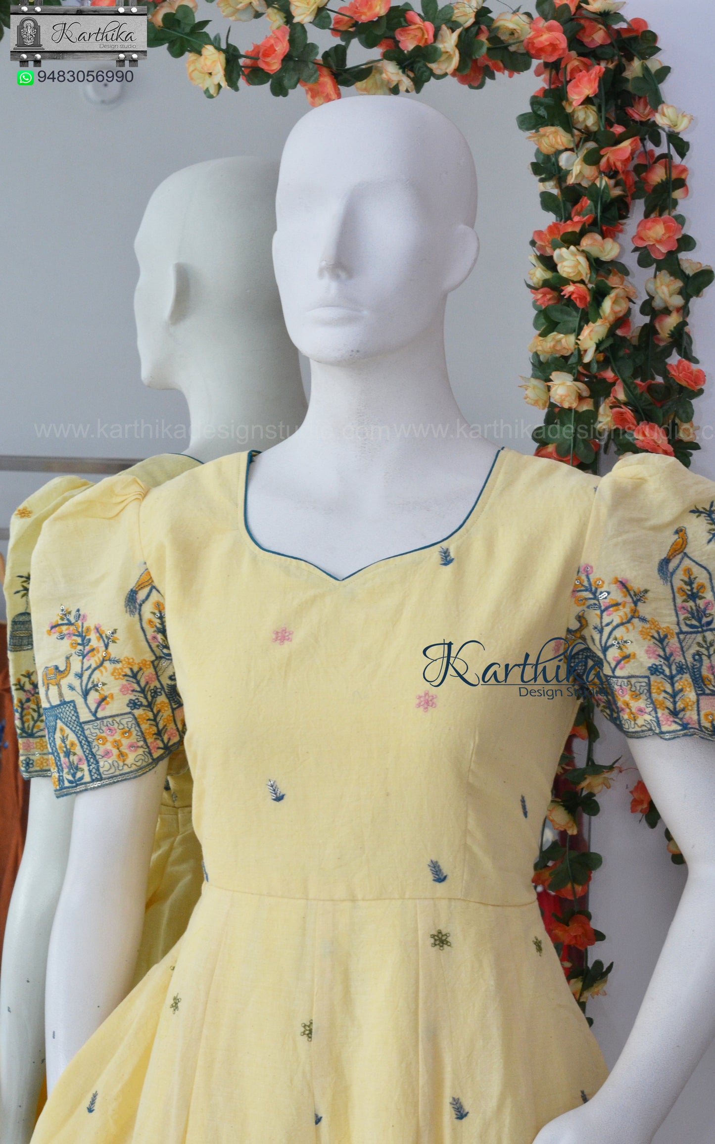 Embroidered Kora cotton frock