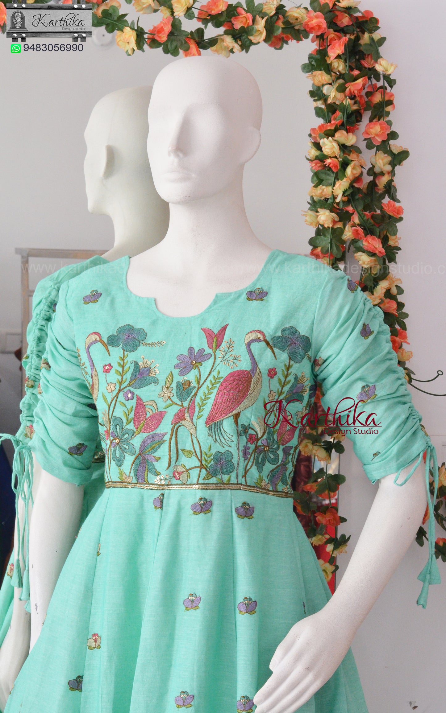 Embroidered Kora cotton frock