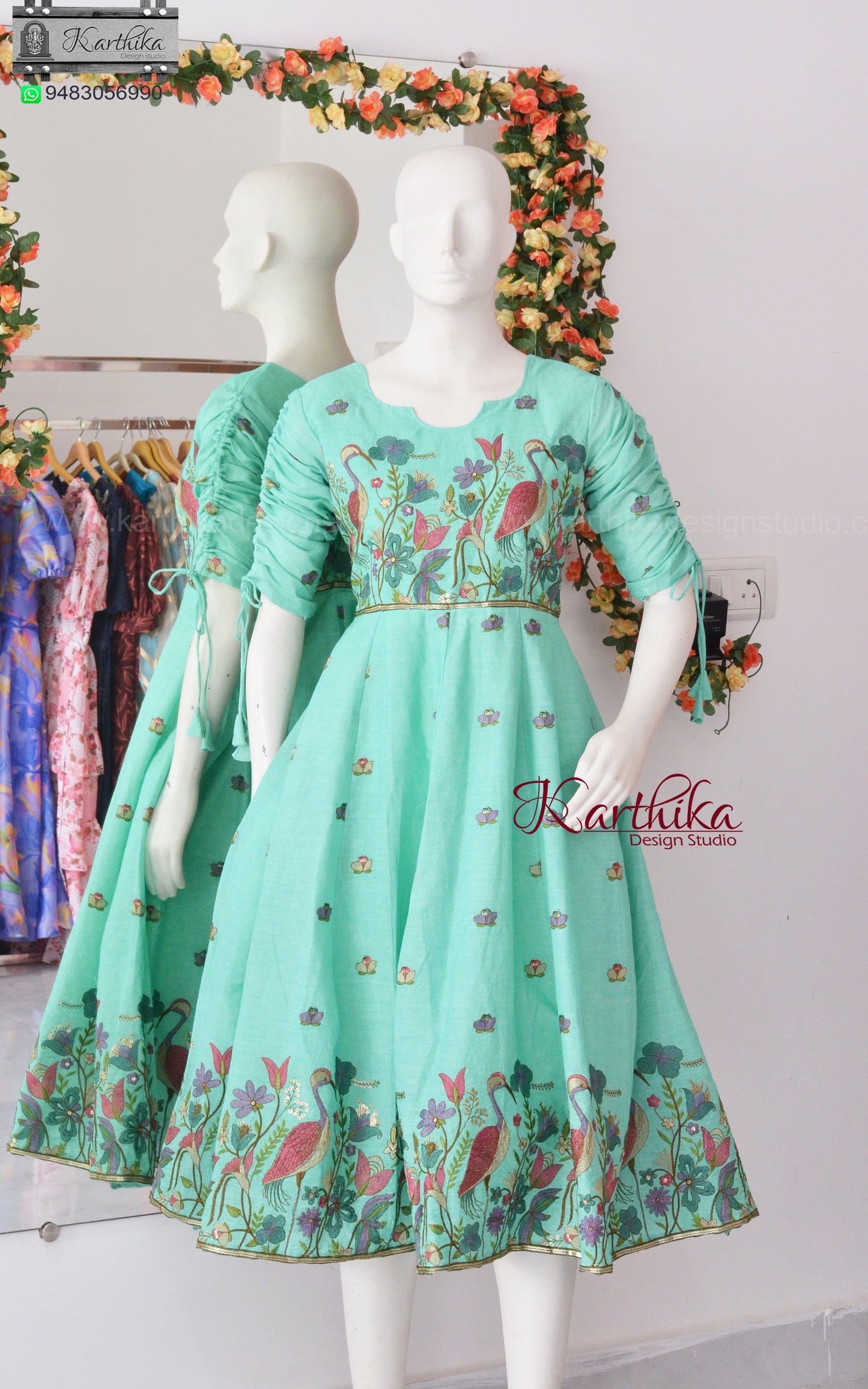 Embroidered Kora cotton frock