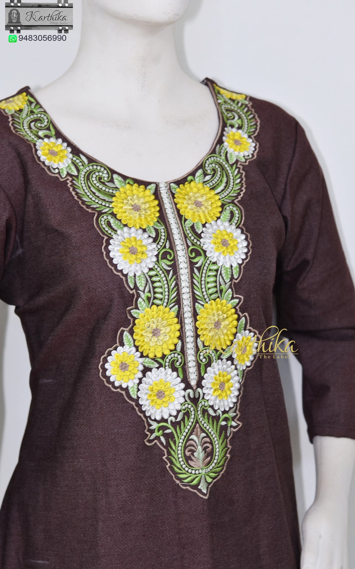 Embroidered Denim kurthi set