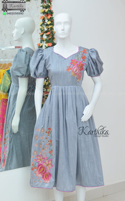 Embroidered cotton frock