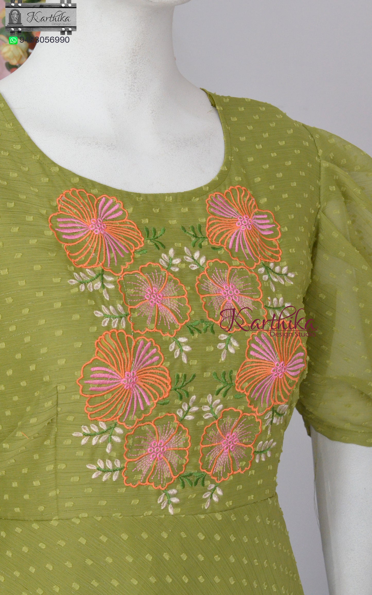Embroidered georgette frock