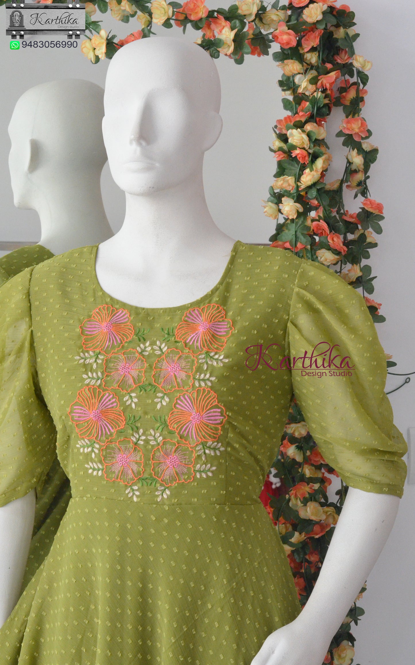 Embroidered georgette frock