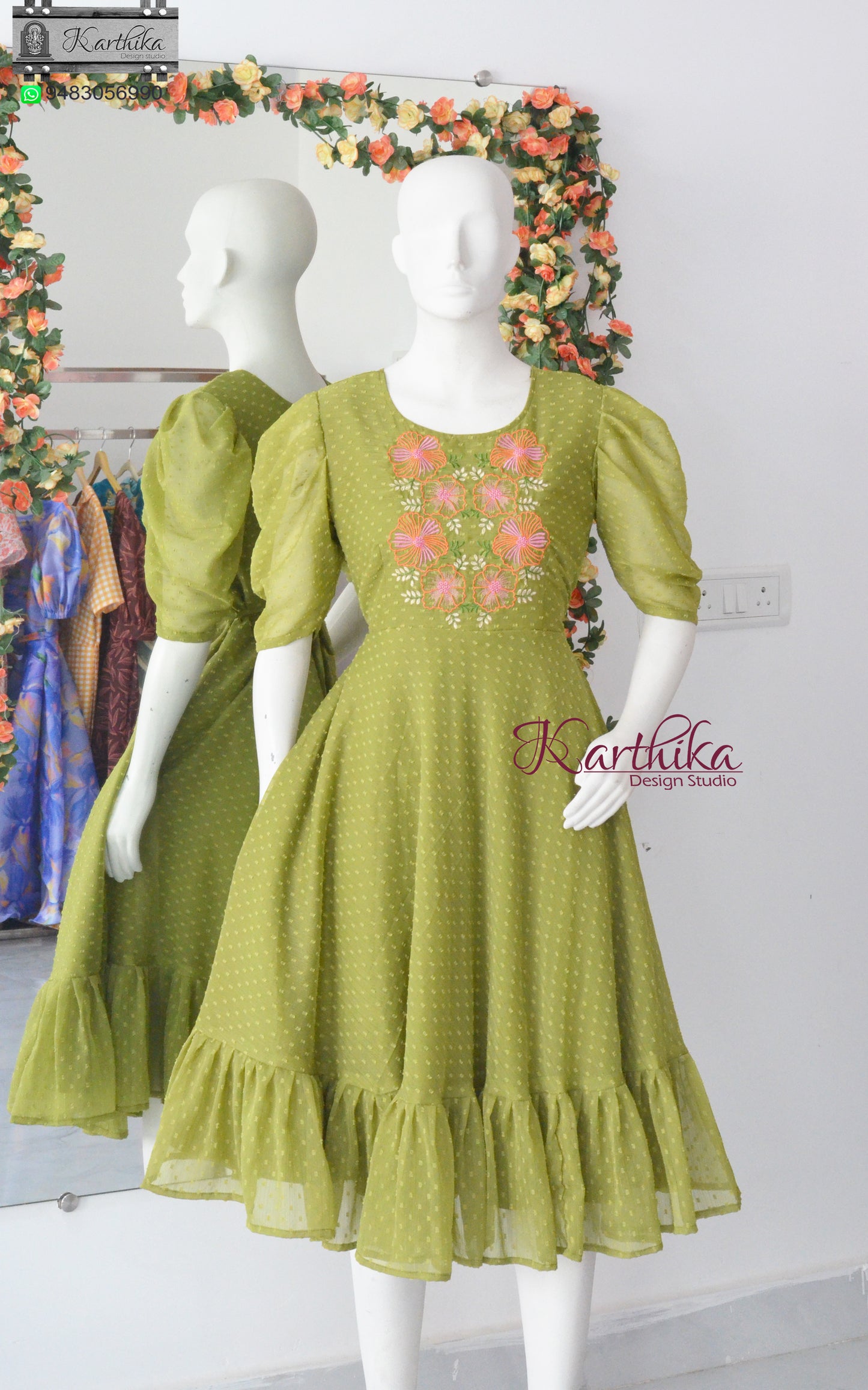 Embroidered georgette frock