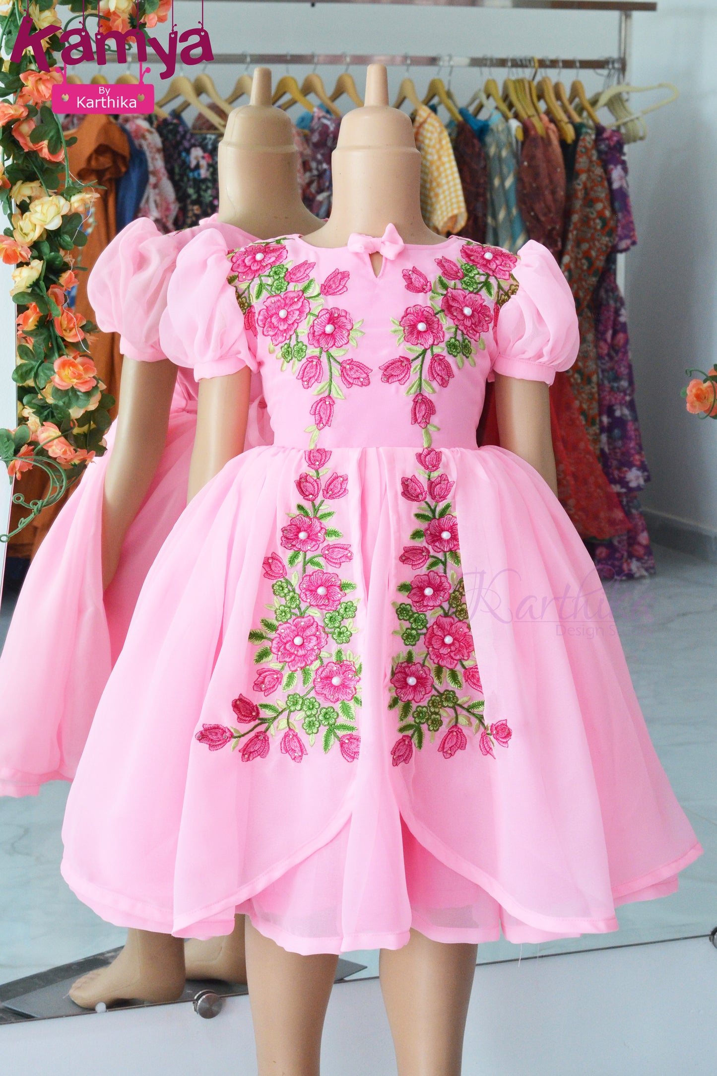 Embroidered georgette frock for kids