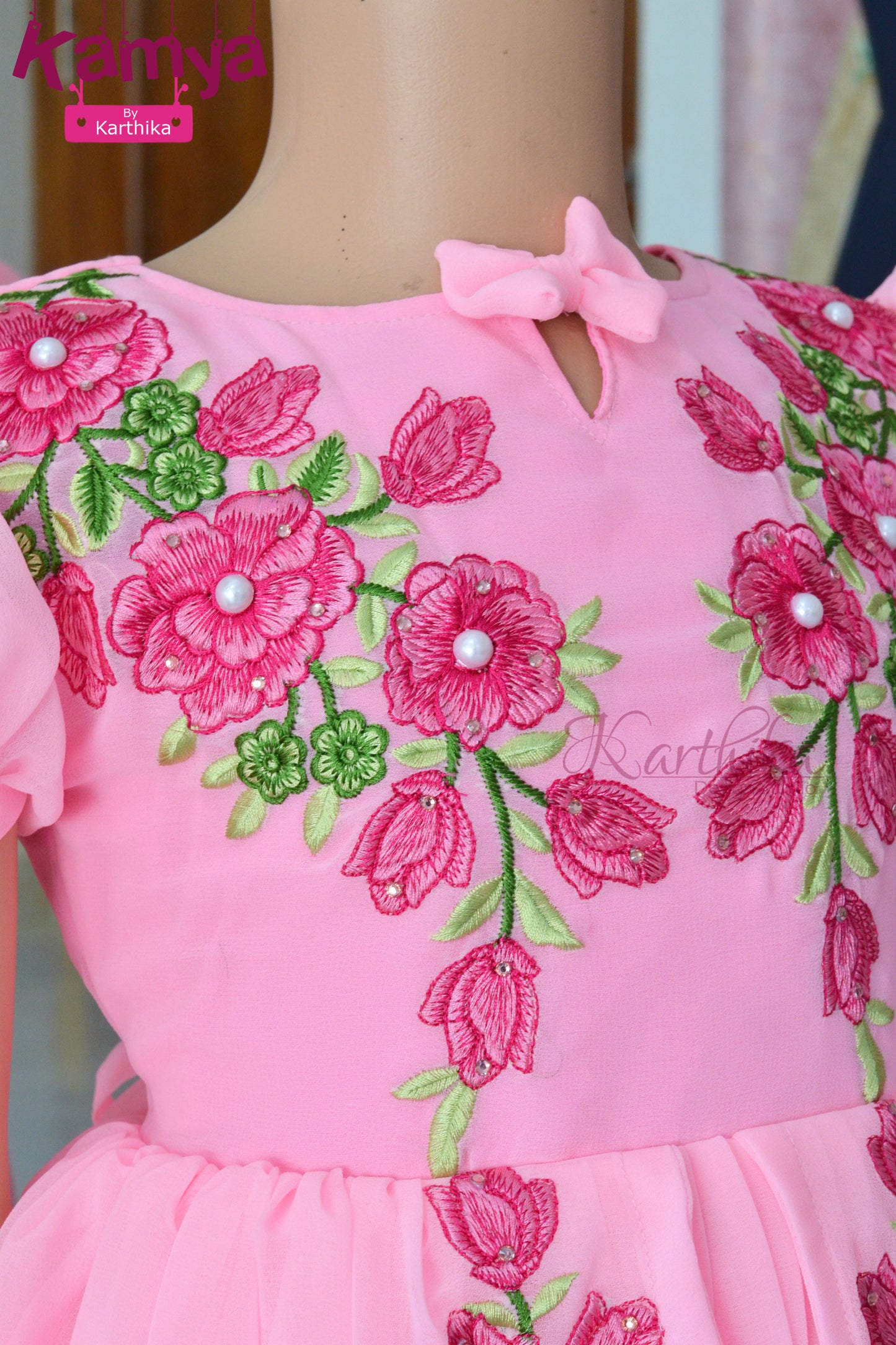 Embroidered georgette frock for kids