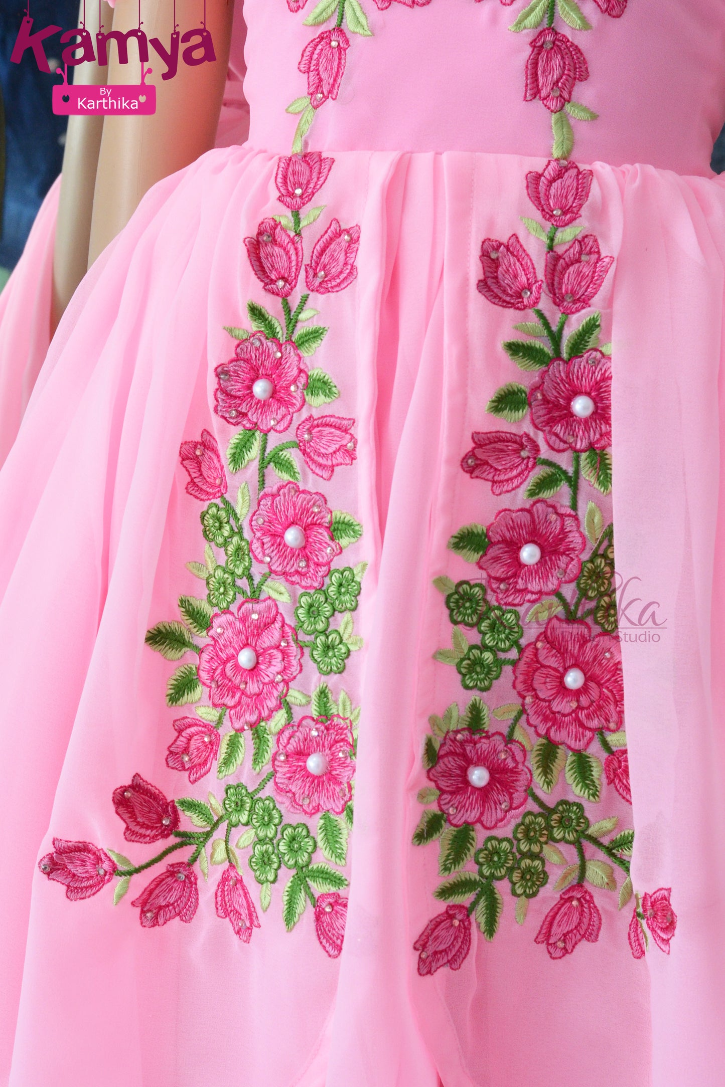 Embroidered georgette frock for kids