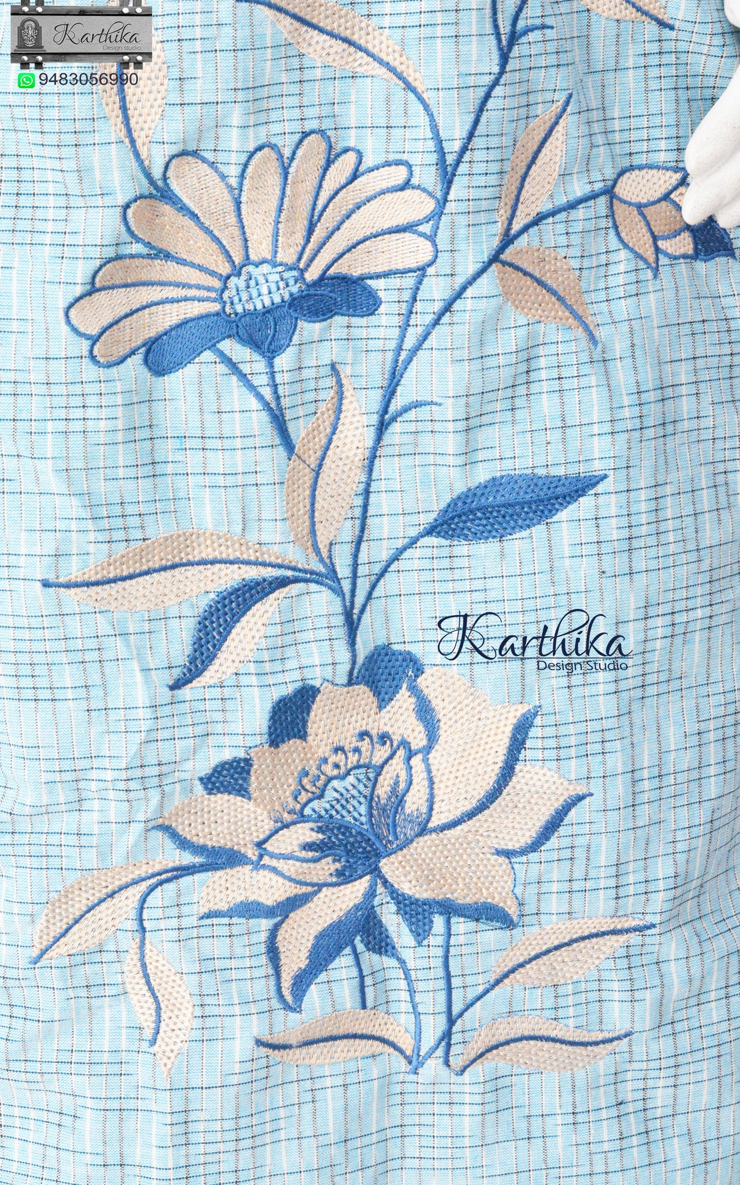 Embroidered Aline ikkat cotton frock