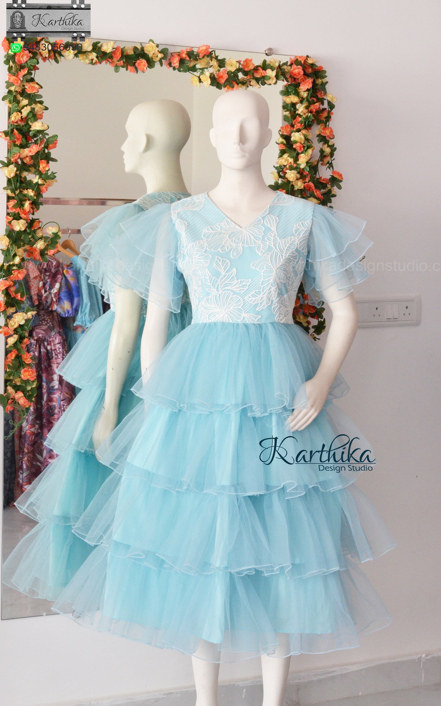 Embroidered net frock