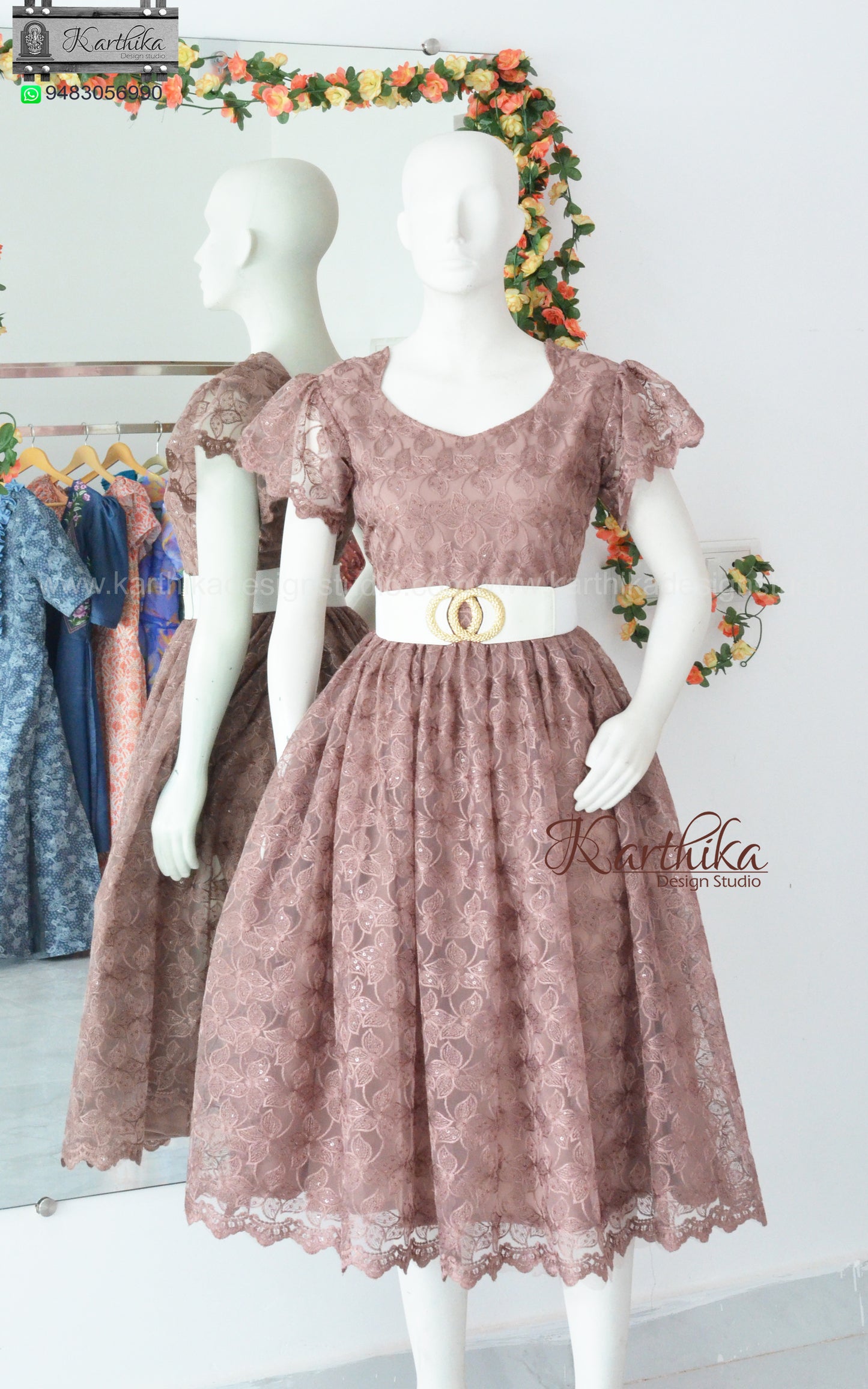 Embroidered net frock