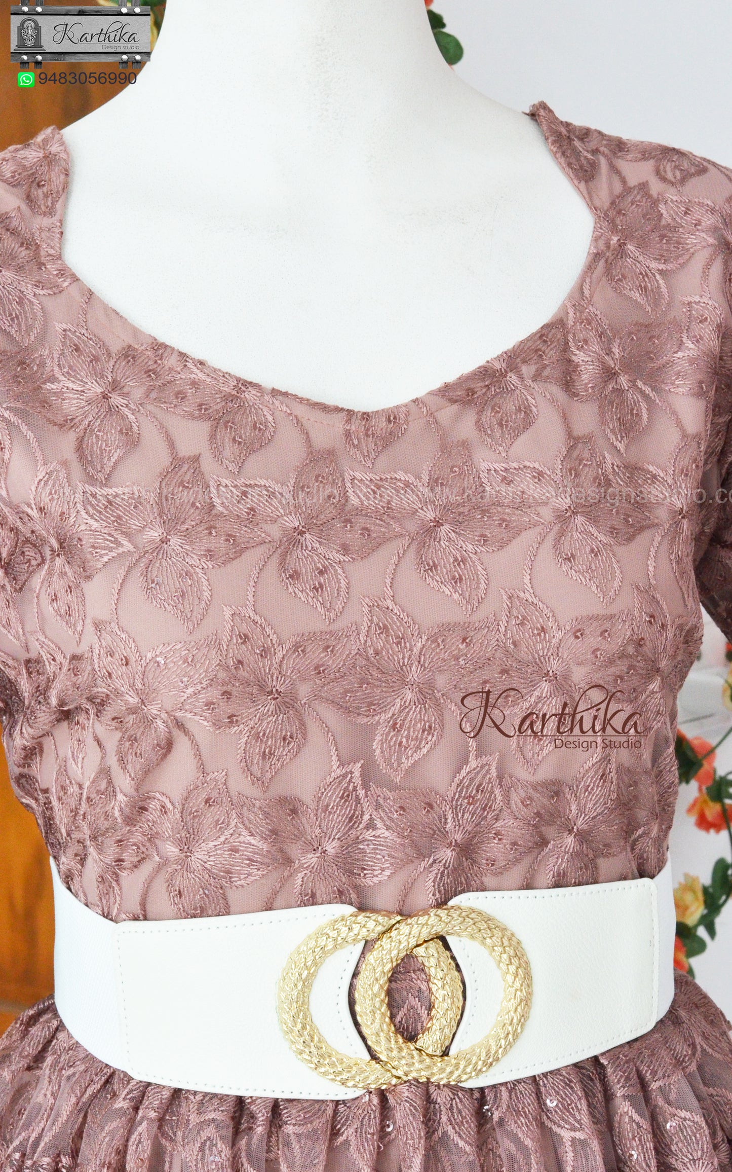 Embroidered net frock