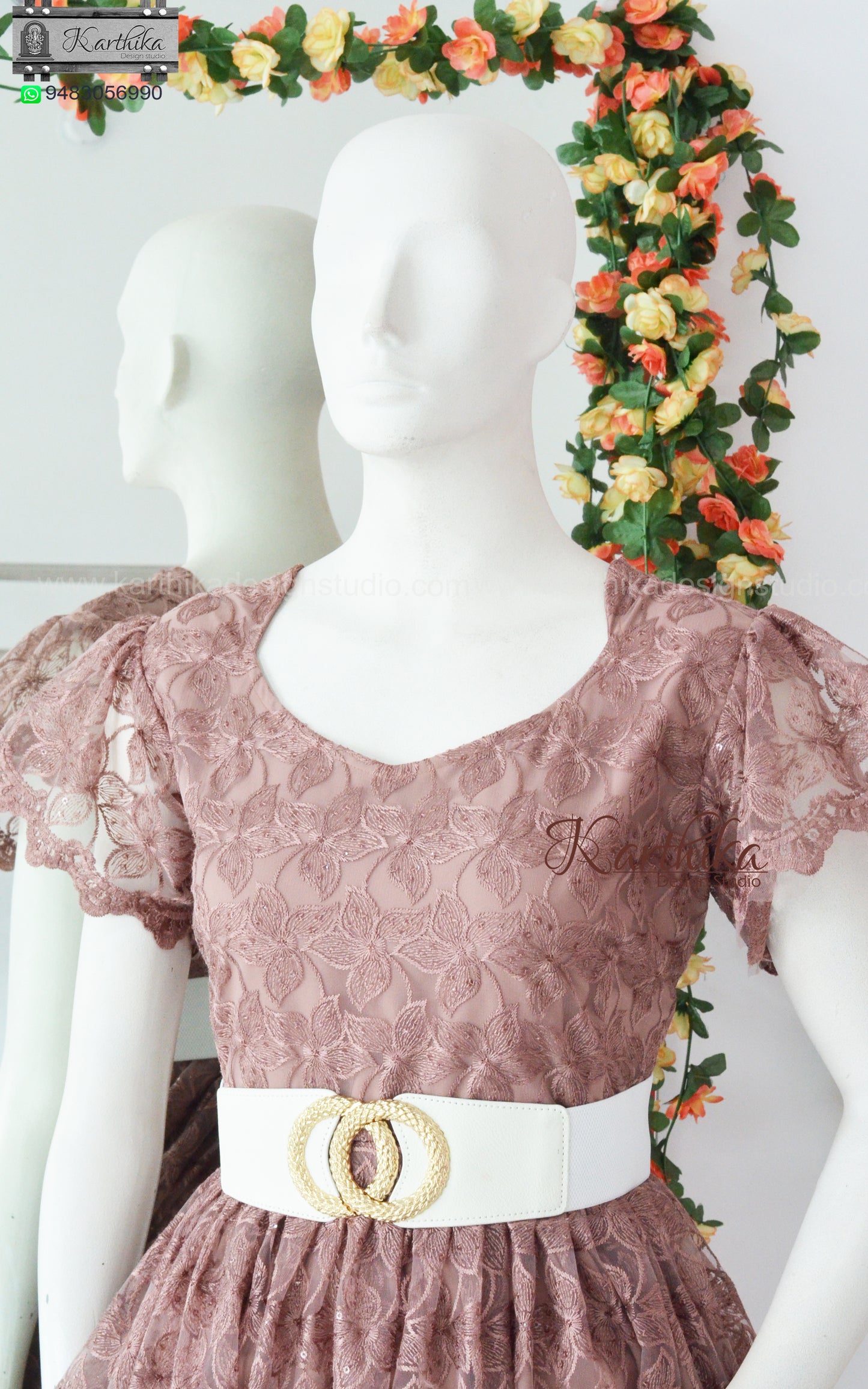 Embroidered net frock