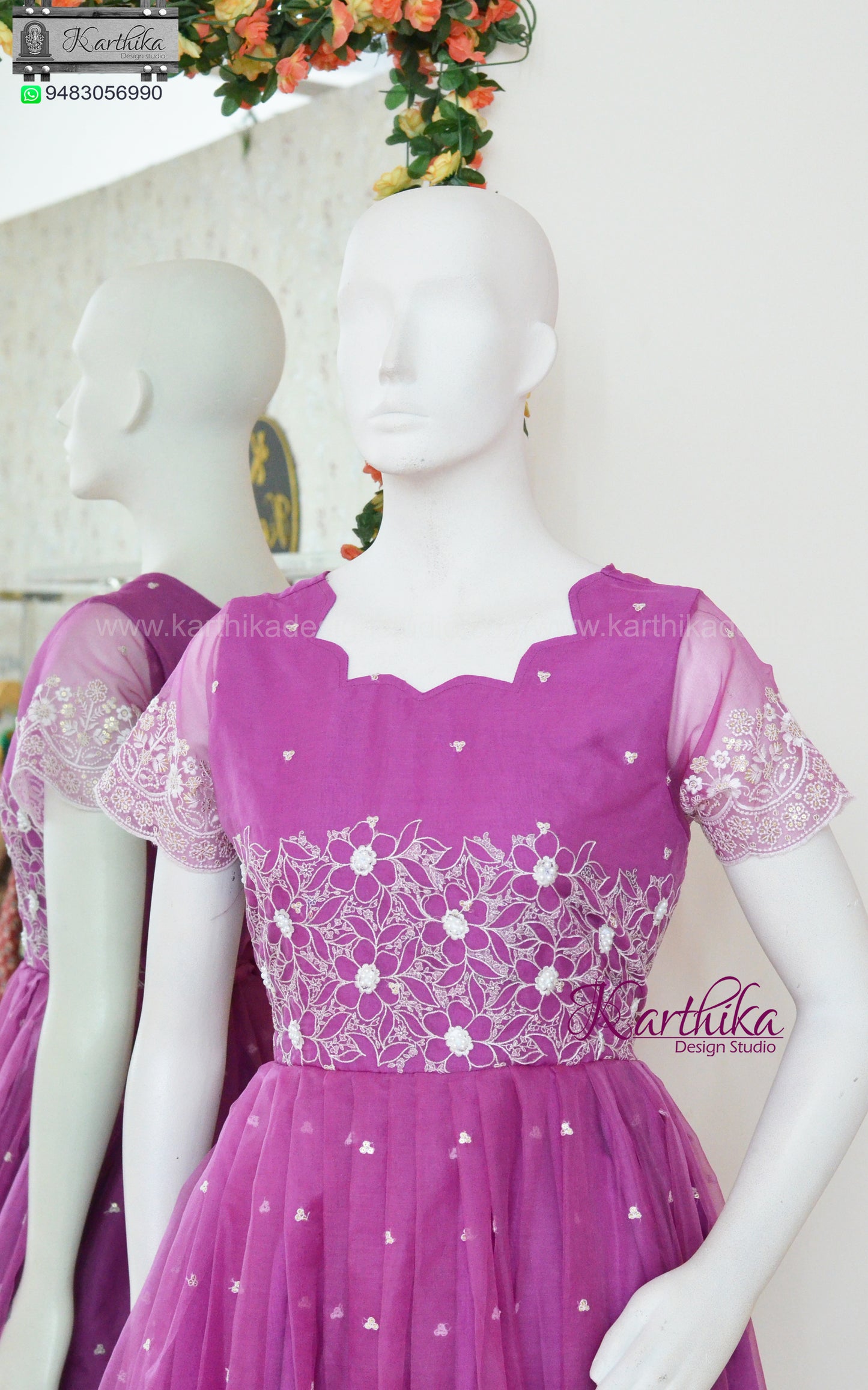 Embroidered organza frock