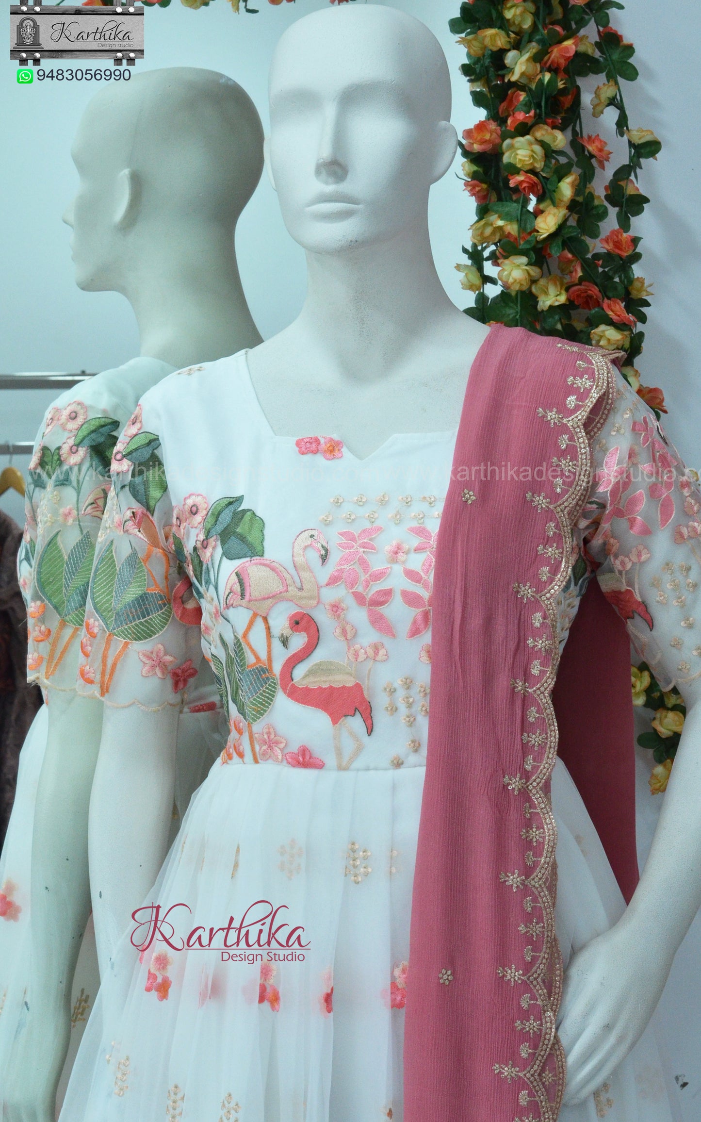 Embroidered Organza long gown..