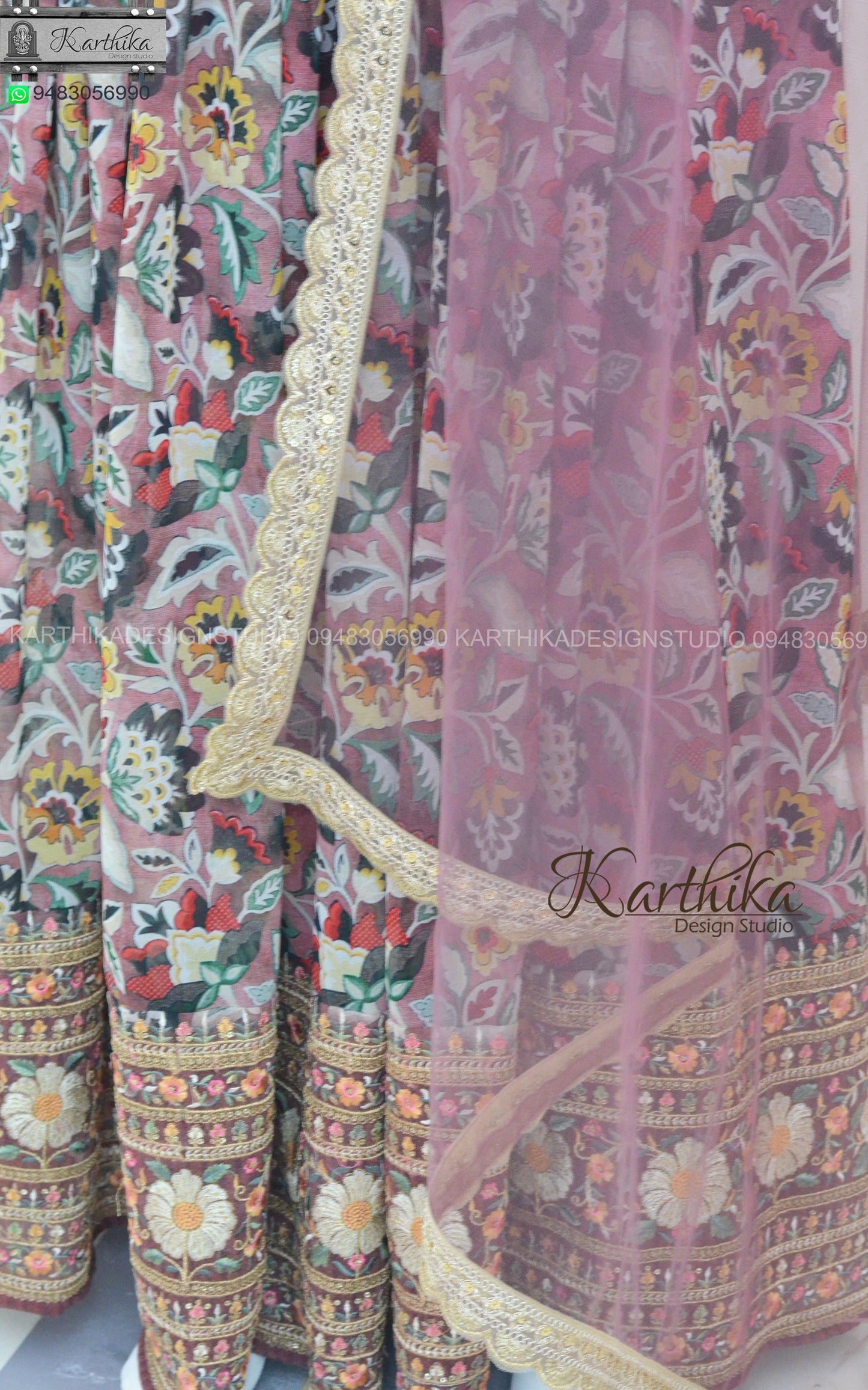 Embroidered printed georgette lehenga