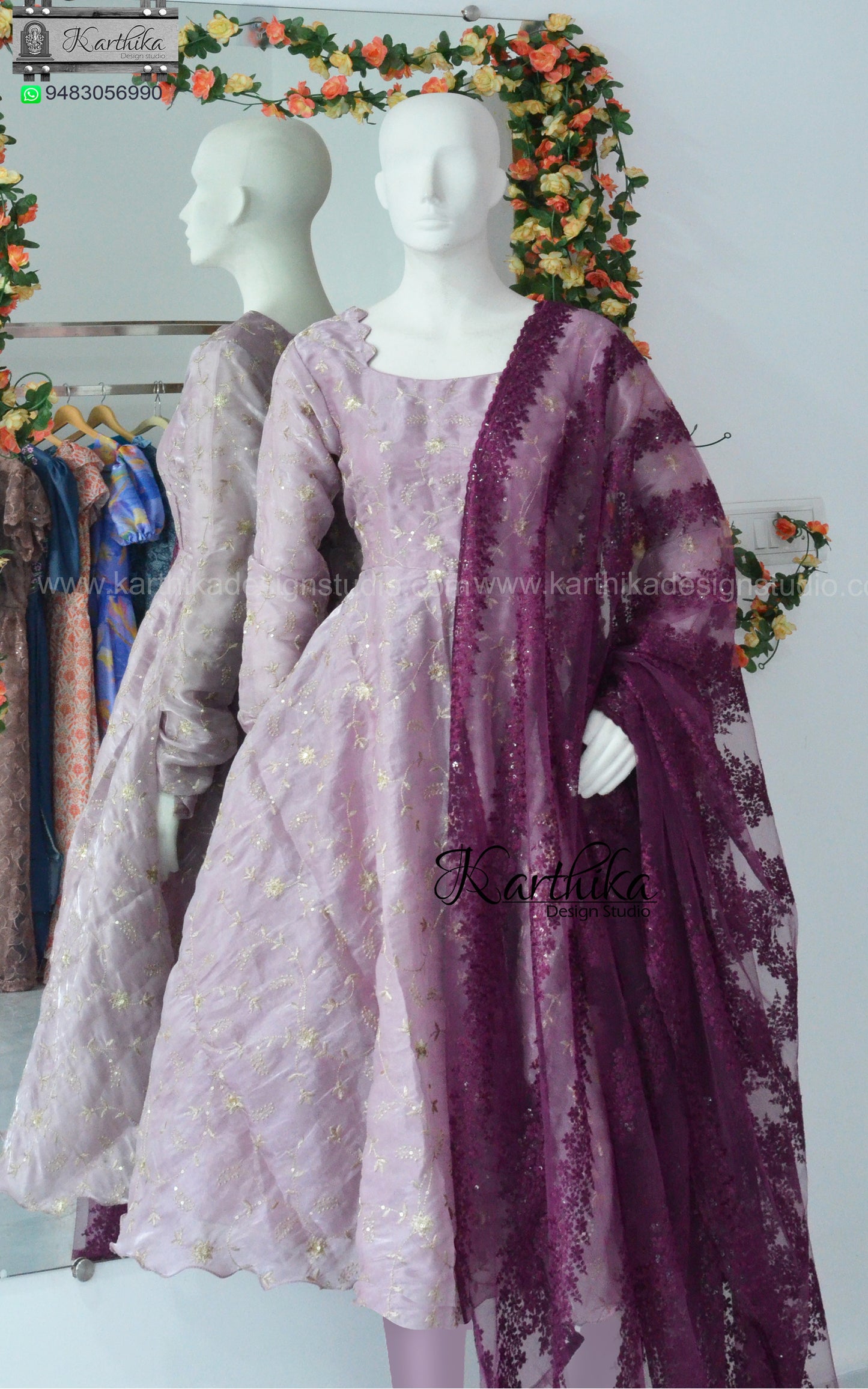 Embroidered spacesilk chudidhar