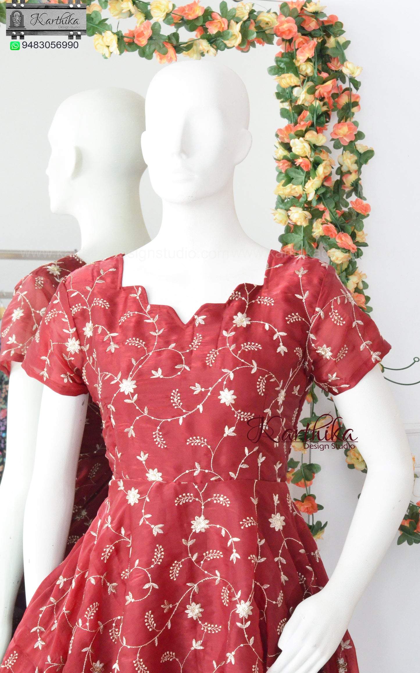 Embroidered space silk frocks