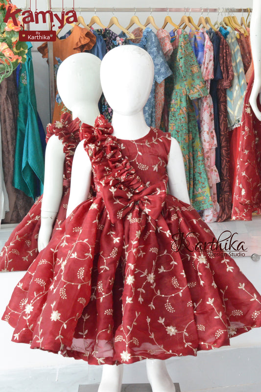 Embroidered space silk frock