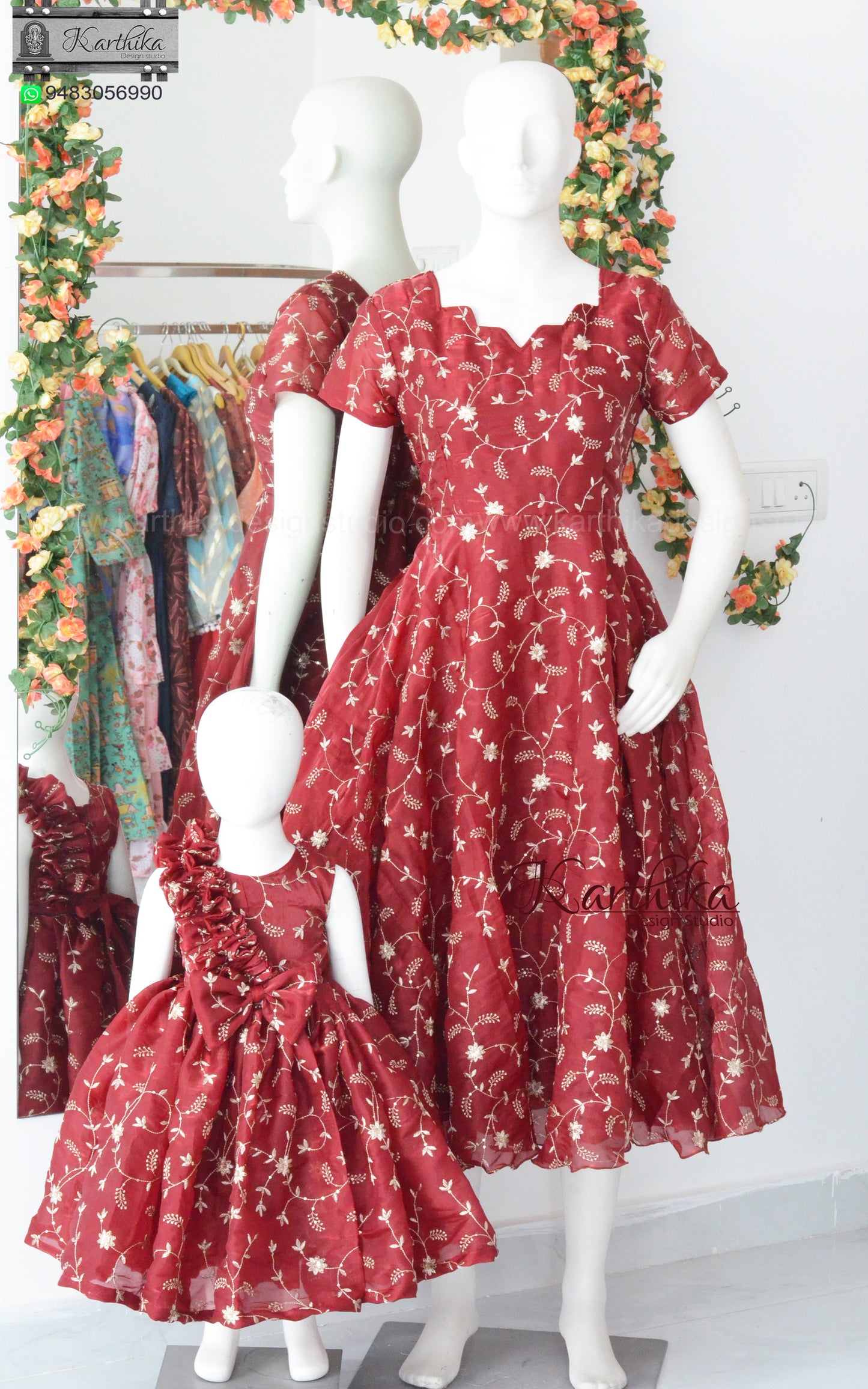 Embroidered space silk frocks