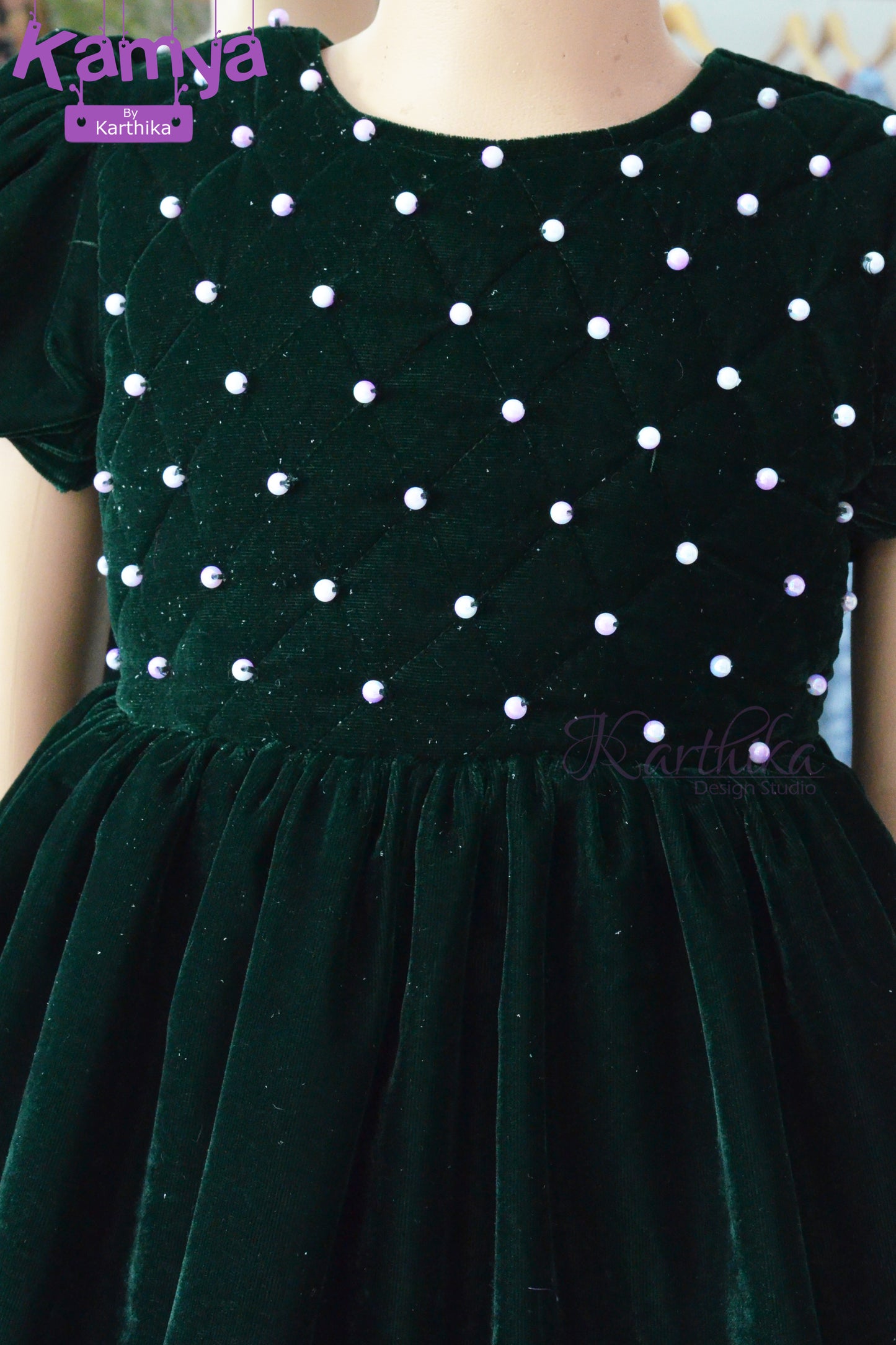 Premium embroidered velvet and net frock