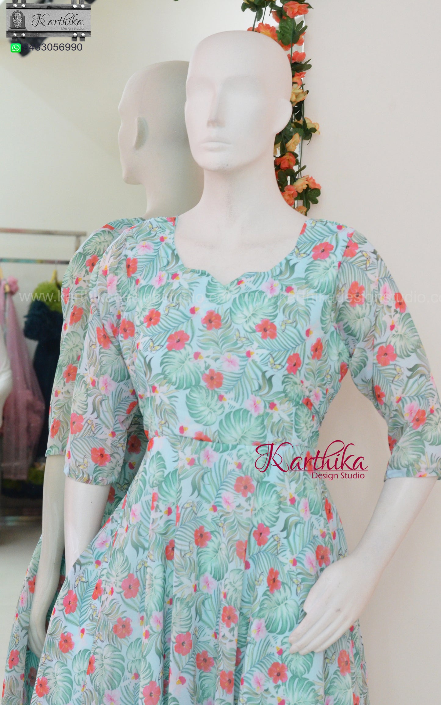 Sea green georgette frock
