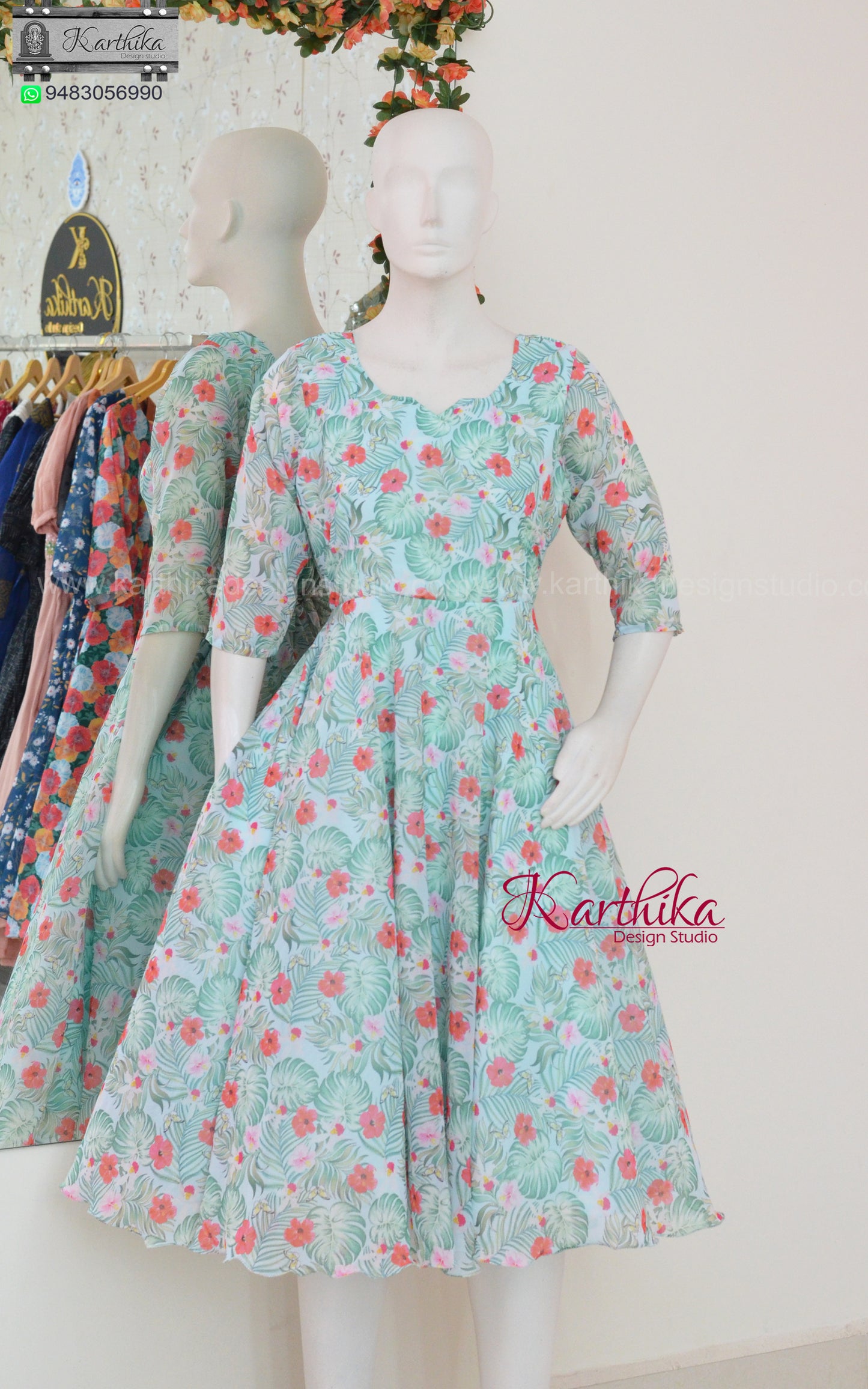 Sea green georgette frock