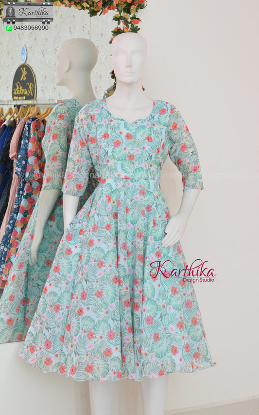 Sea green georgette frock