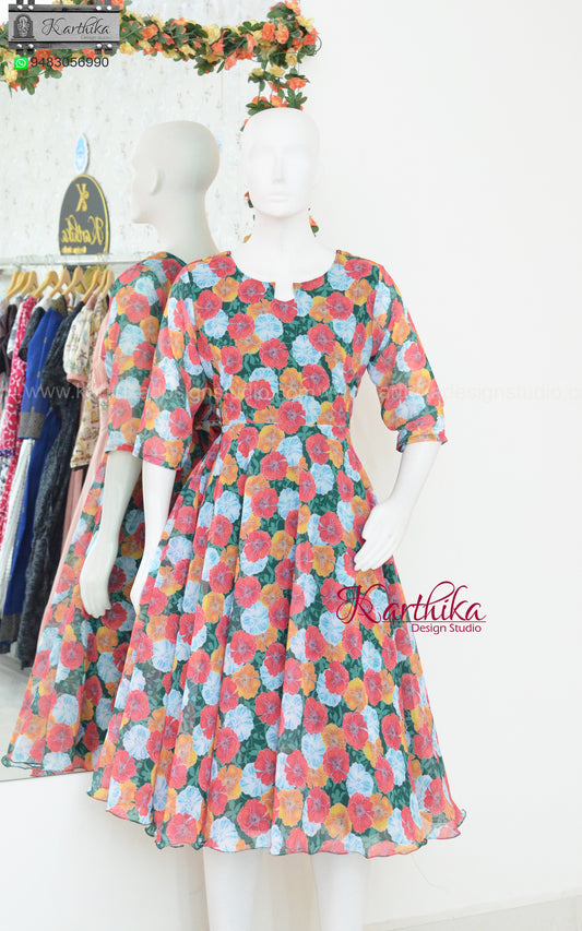 Multicolour floral georgette frock