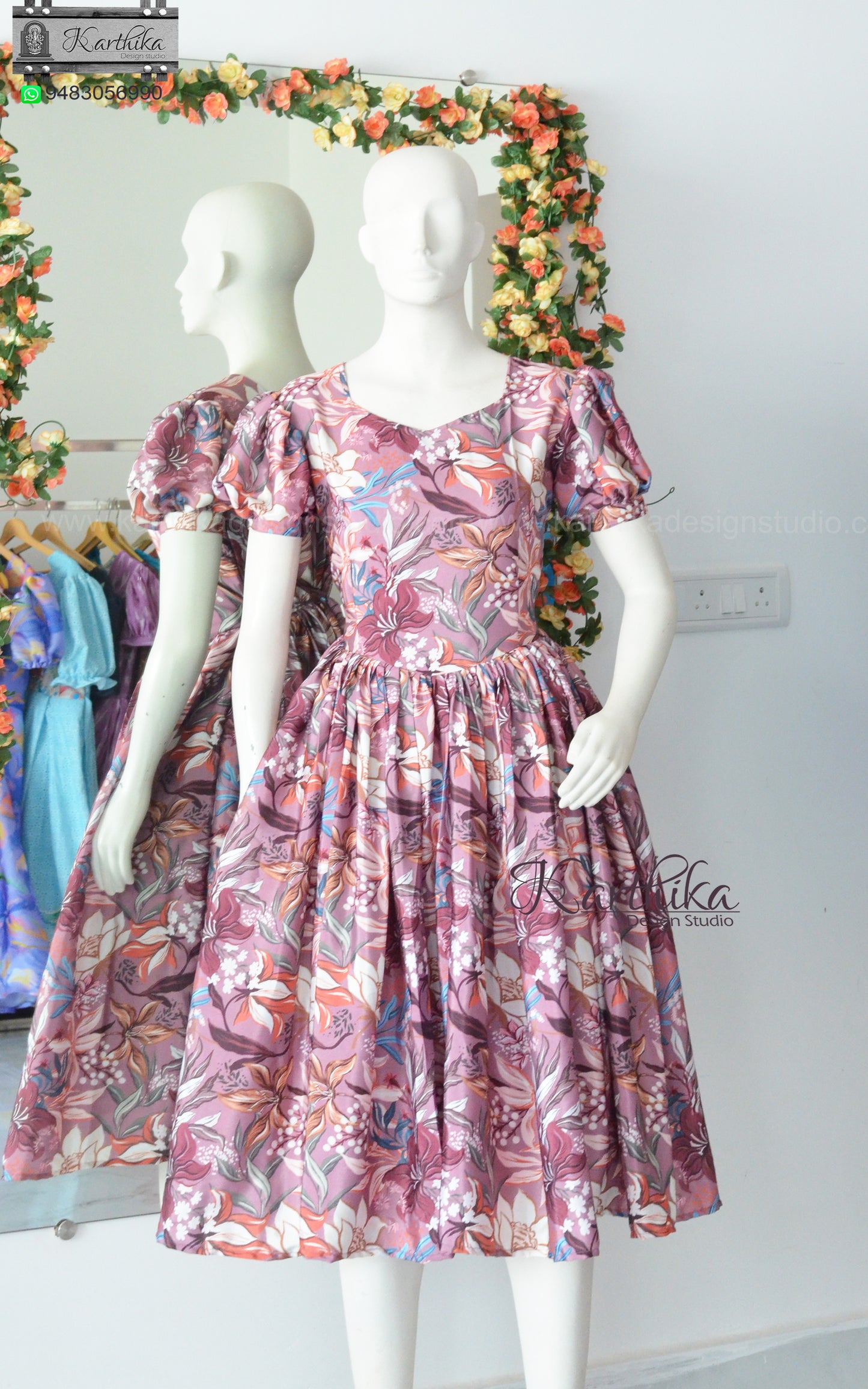 Floral satin frock