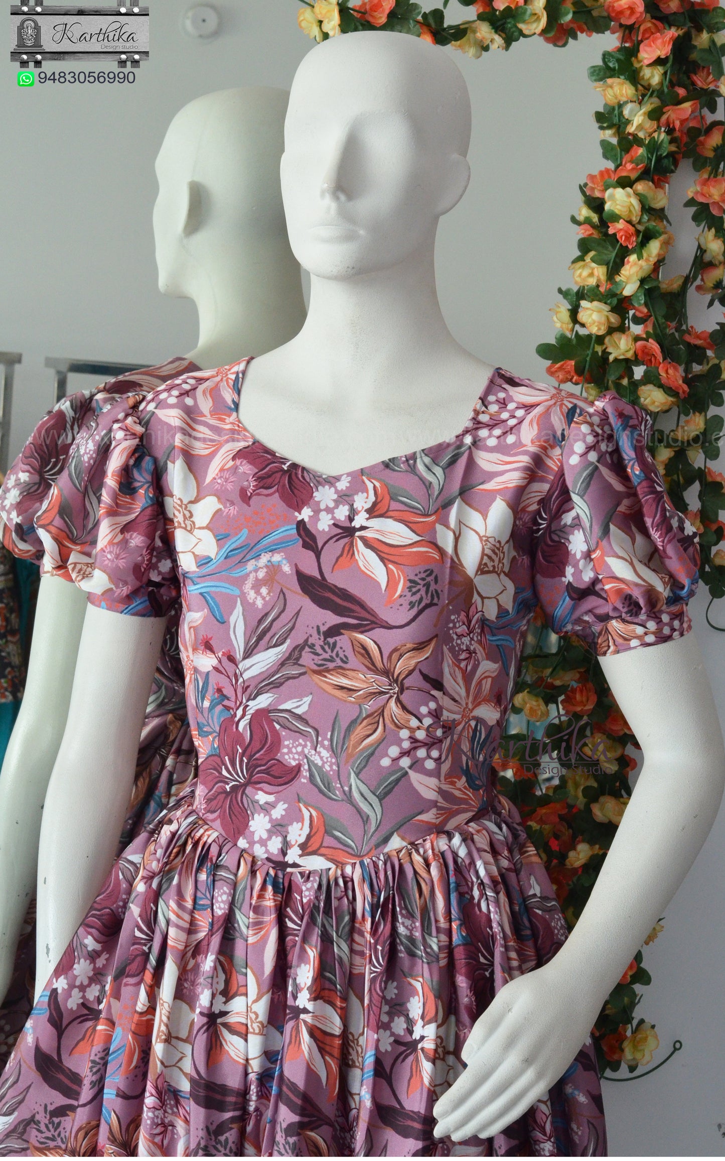 Floral satin frock
