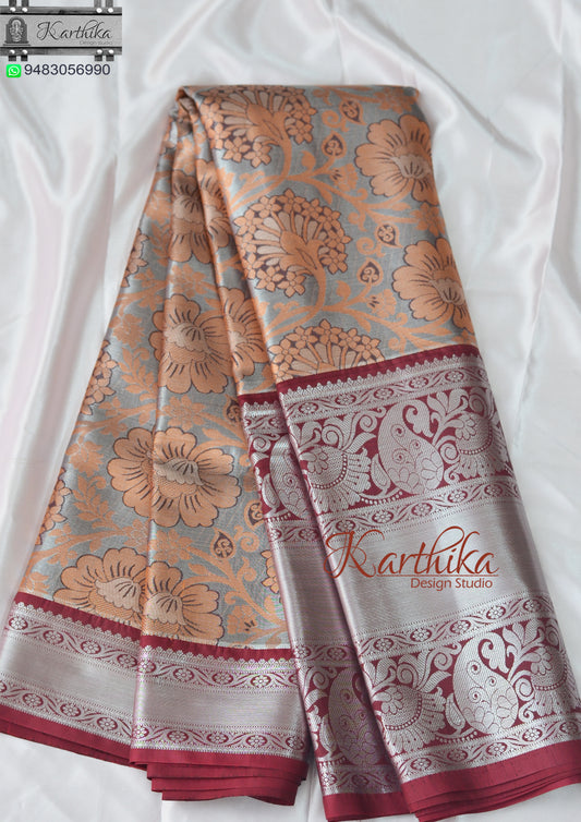 Soft silk saree-Grey