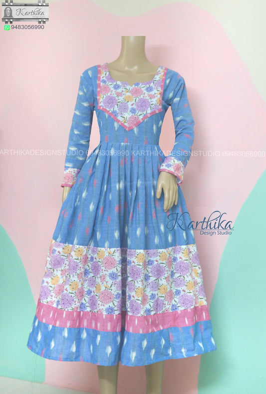 Hakoba and ikkat cotton kurthi