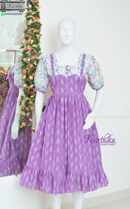 Hakoba and ikkat cotton frock