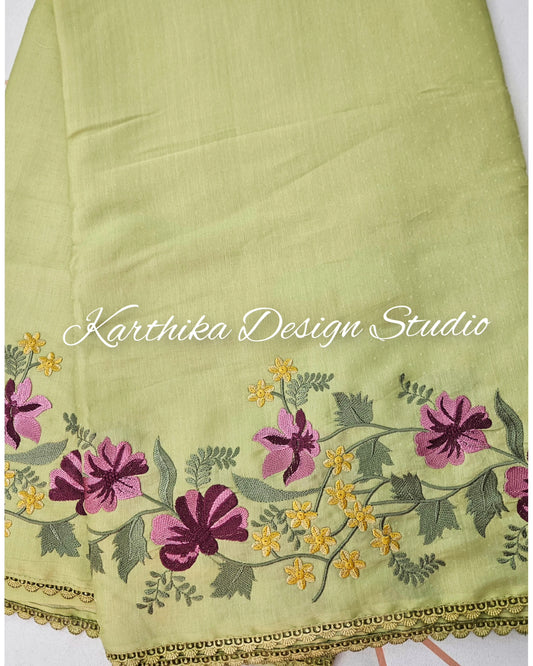 Jasmine silk saree with embroidered border