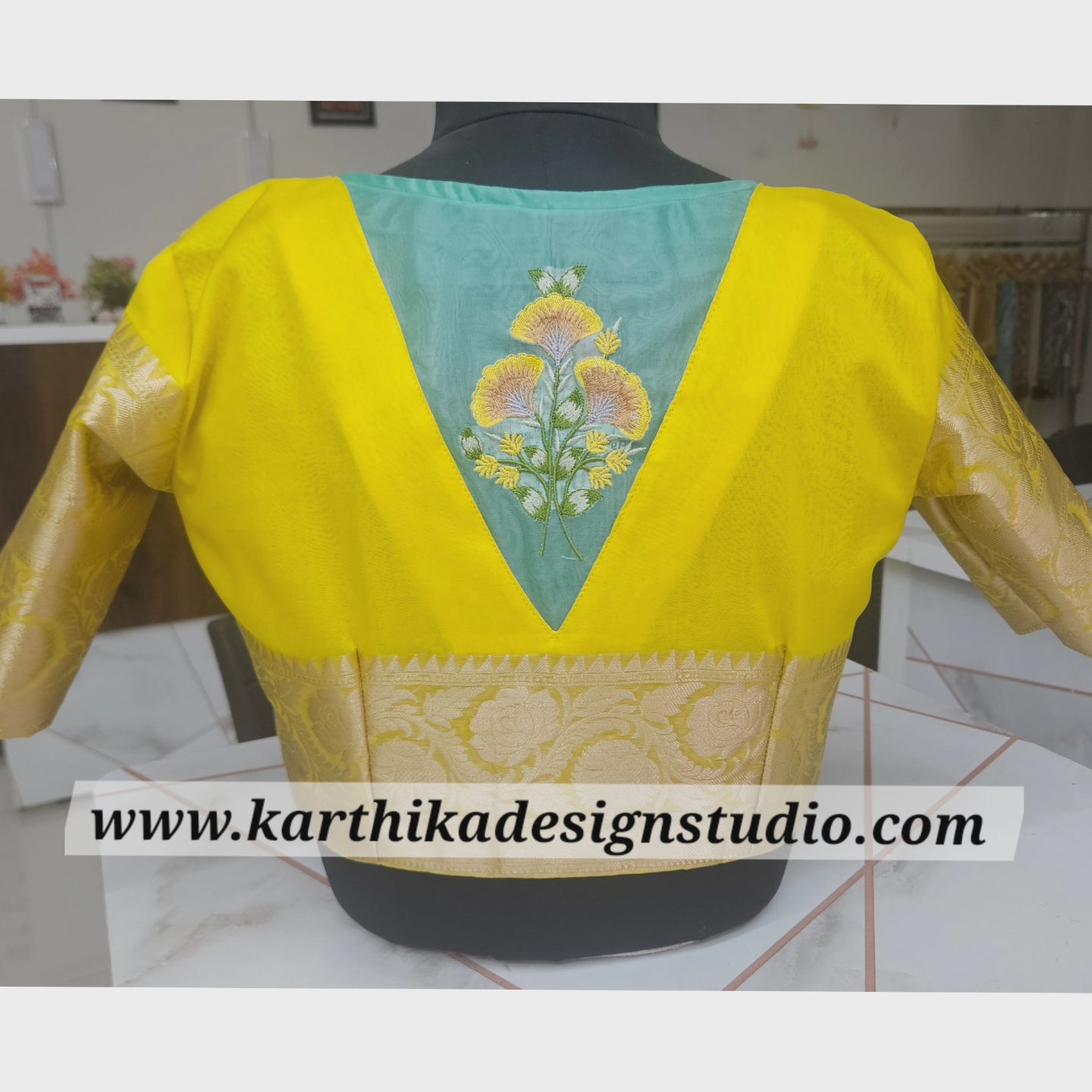 Embroidered organza blouse