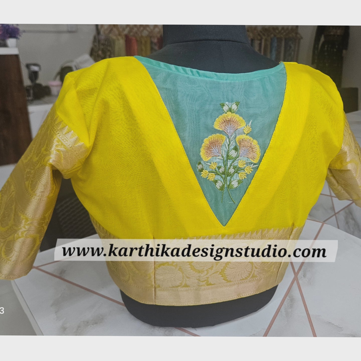 Embroidered organza blouse