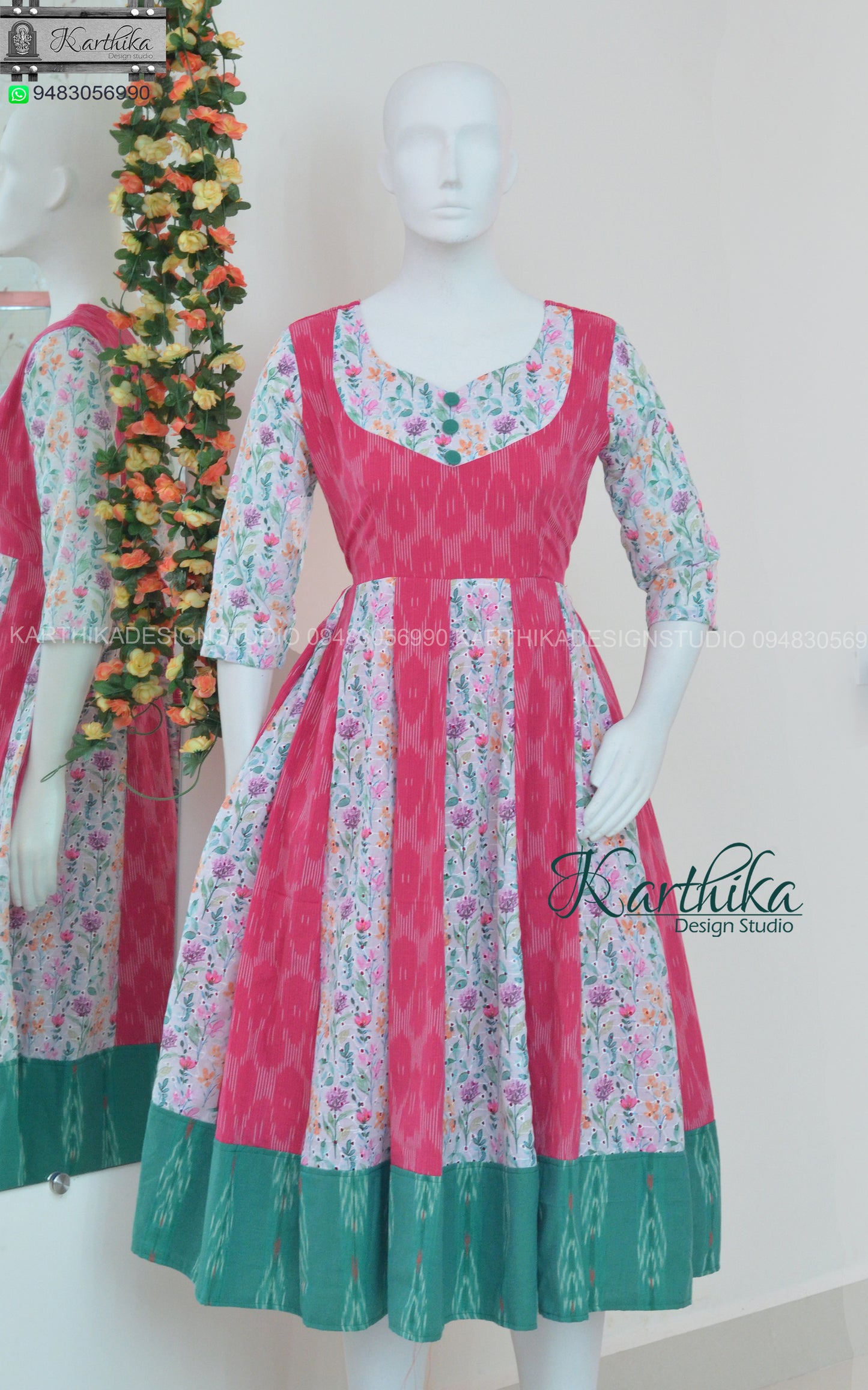 Hakoba and ikkat cotton kurthi