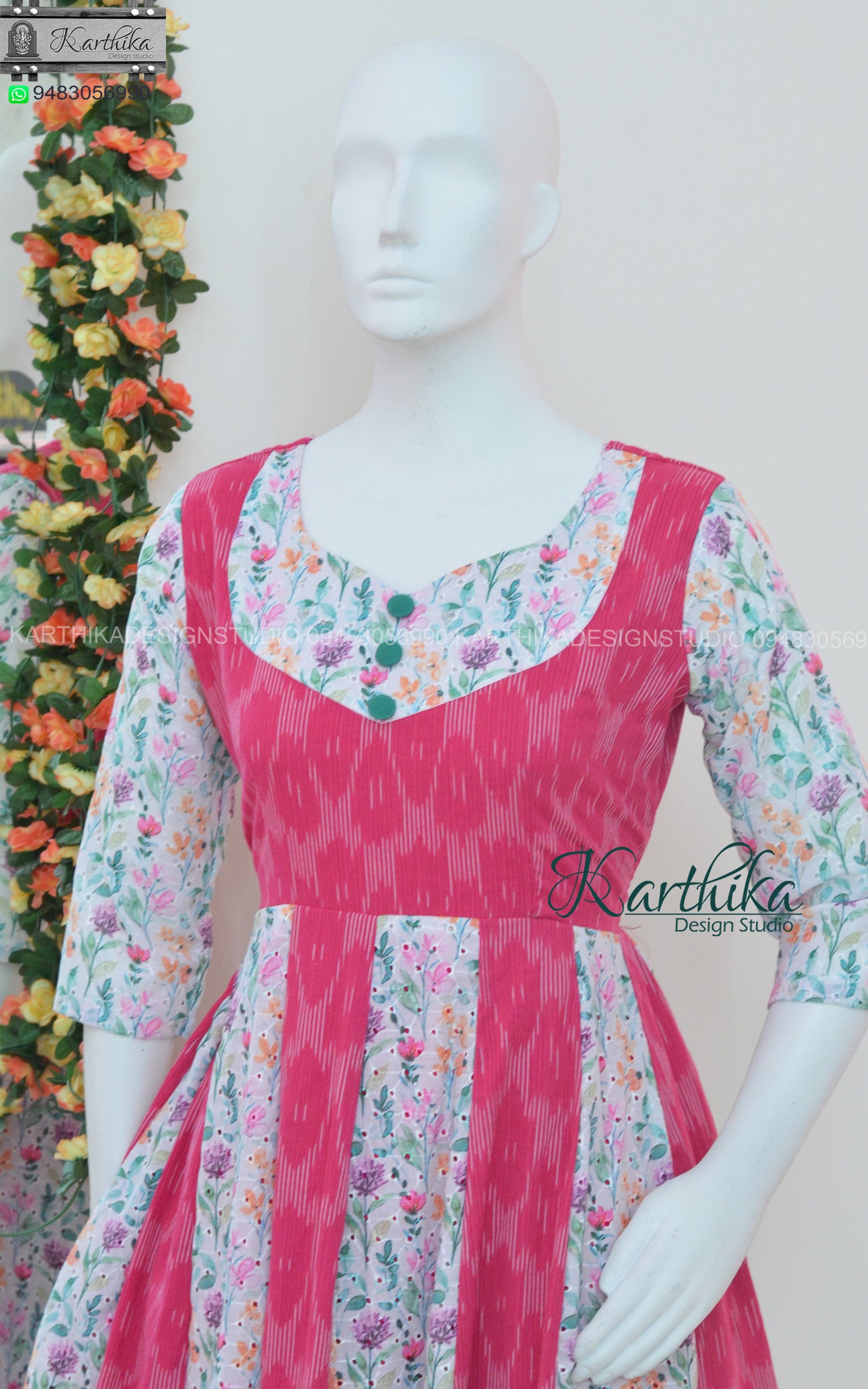 Hakoba and ikkat cotton kurthi