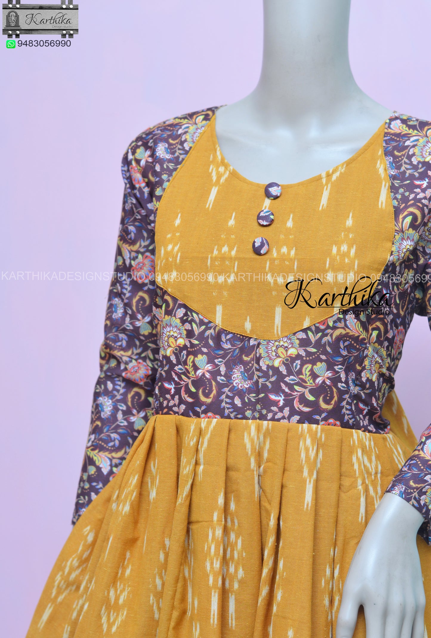 Ikkat and printed cotton kurthi..