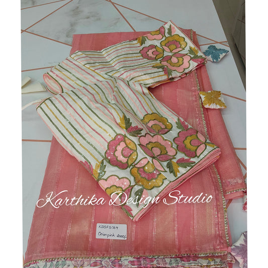 Onion pink tissue saree