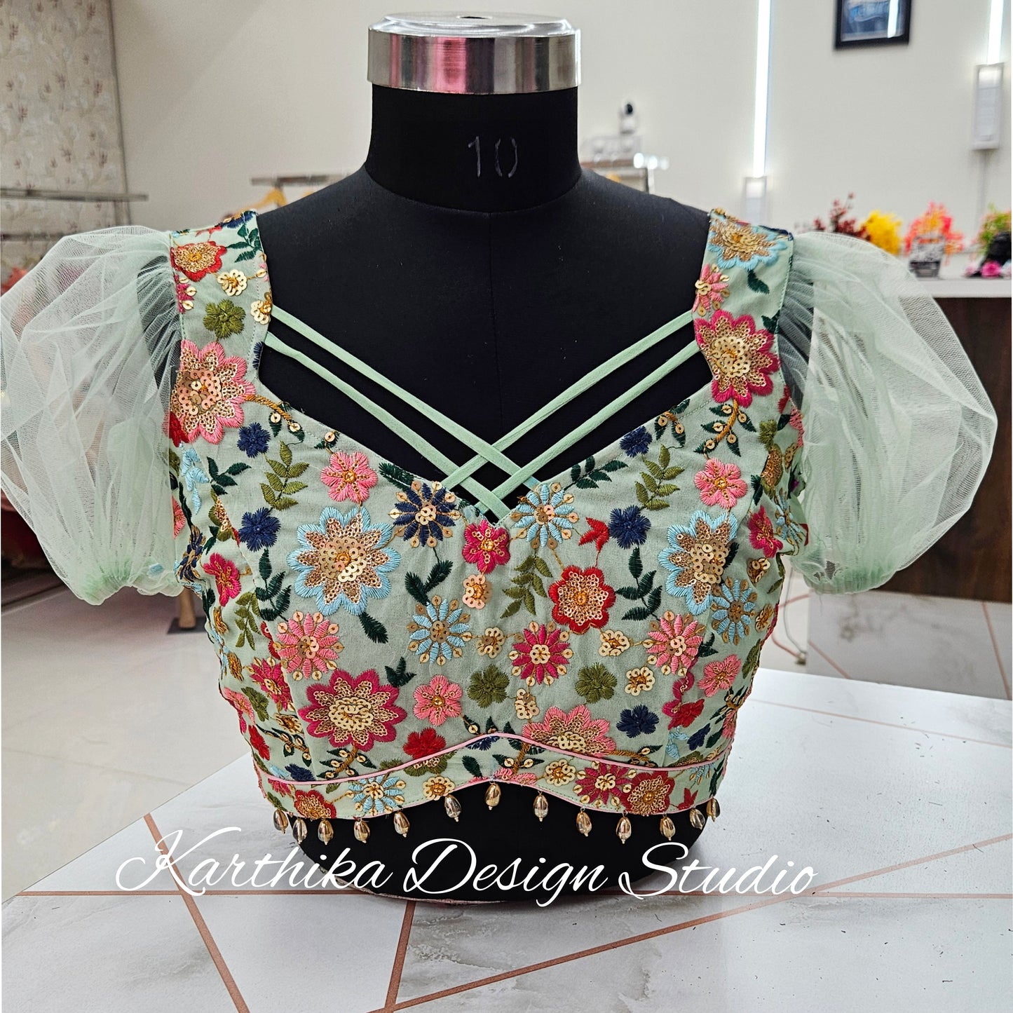 Multicolour embroidered georgette blouse
