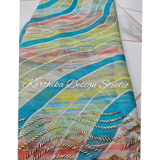 Multicolour chiffon saree