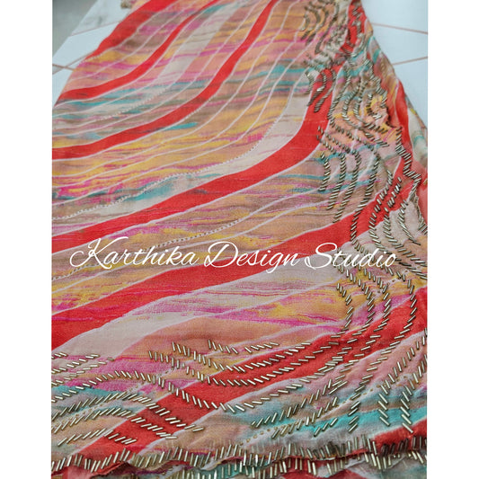 Multicolour chiffon saree