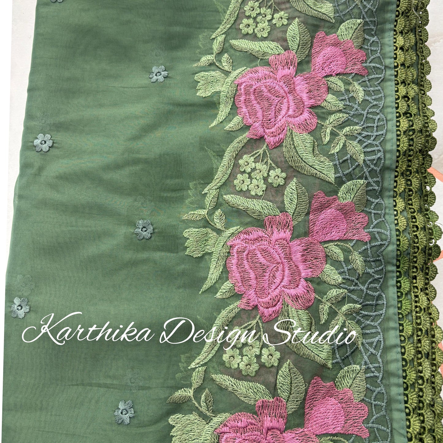 Soft organza saree with embroidered border