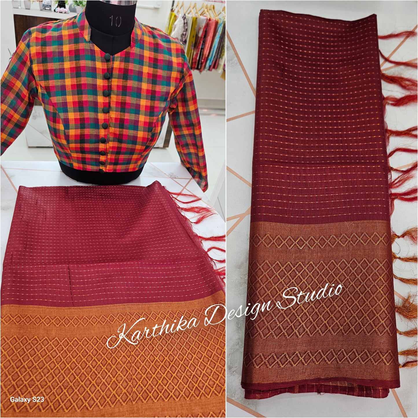 Maroon Mangalagiri silk saree